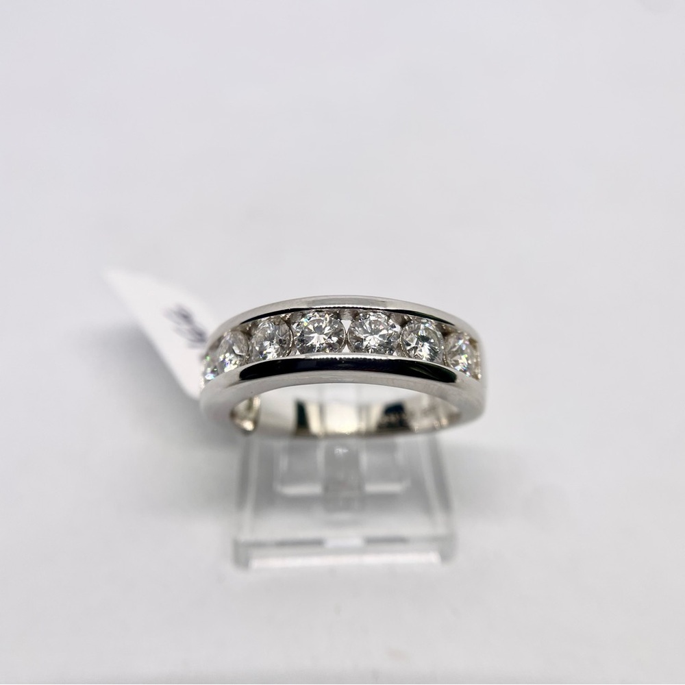 Mens 7 Stone Moissanite Band Anniversary Ring Wedding Band 925 18K GRA - Picture 4 of 10